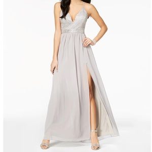 Emerald Sundae Light Gray Gown w/ Slit